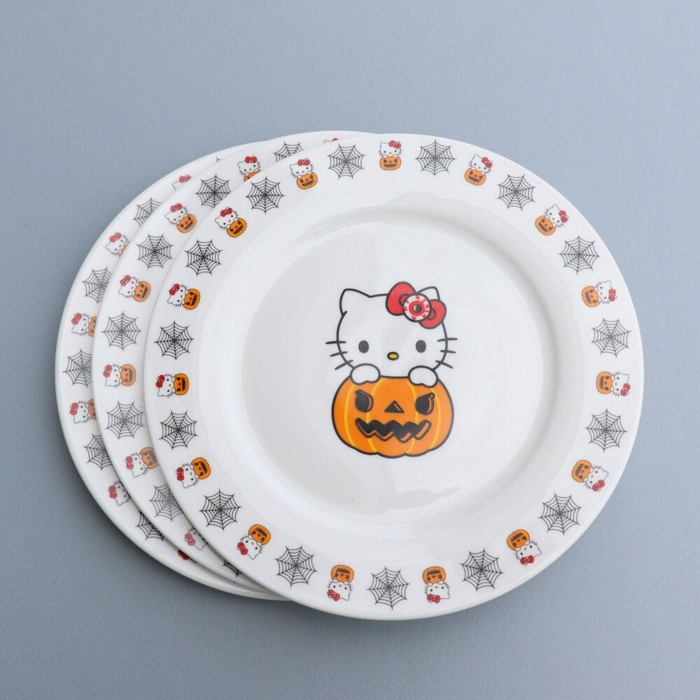 Hello Kitty Ceramic Plates 3 Pieces Halloween Pumpkin